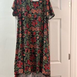 LuLaRoe Red and Green Carly Dress
